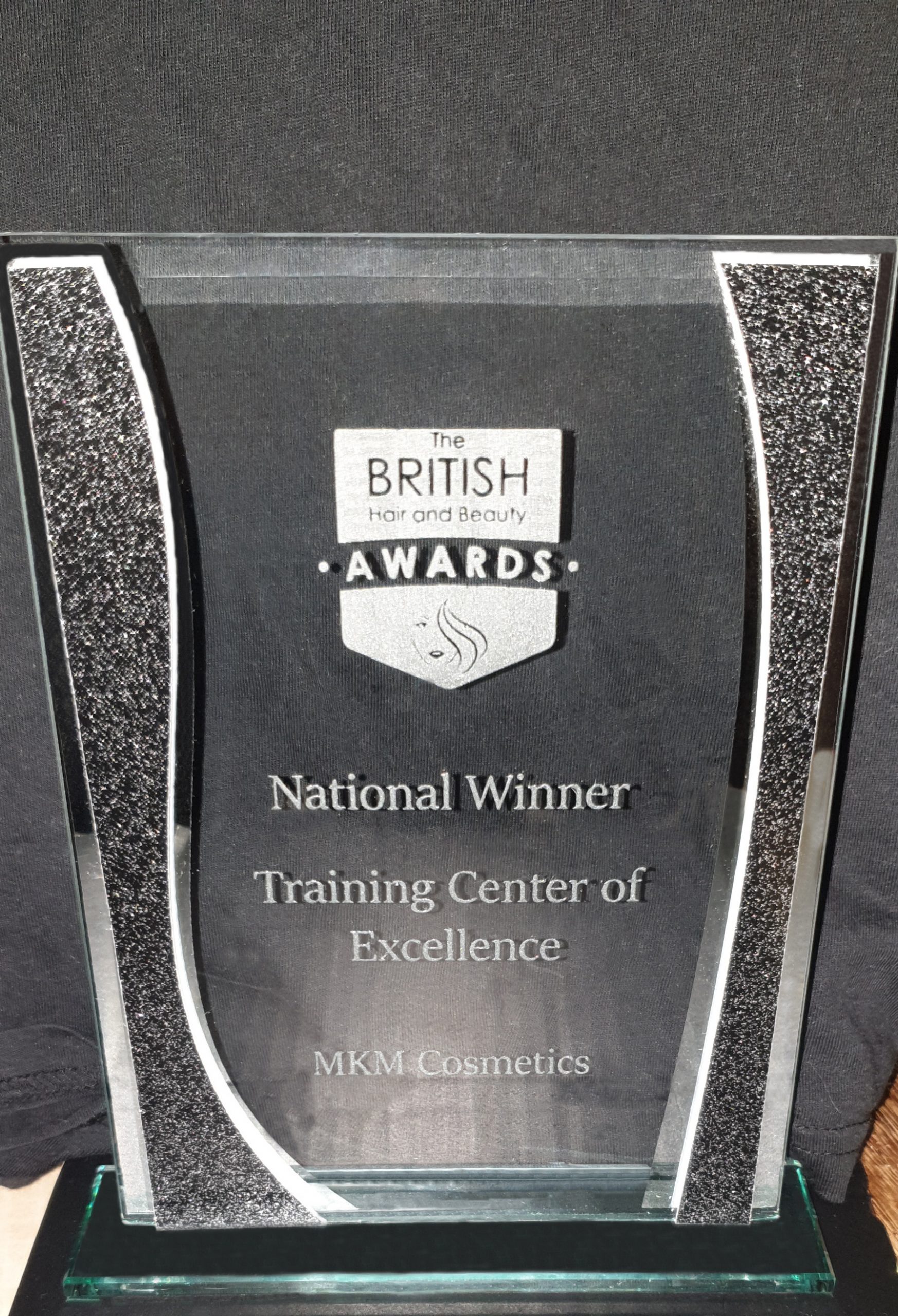 Engraved Glass Award with Silver Highlights The British Beauty Awards