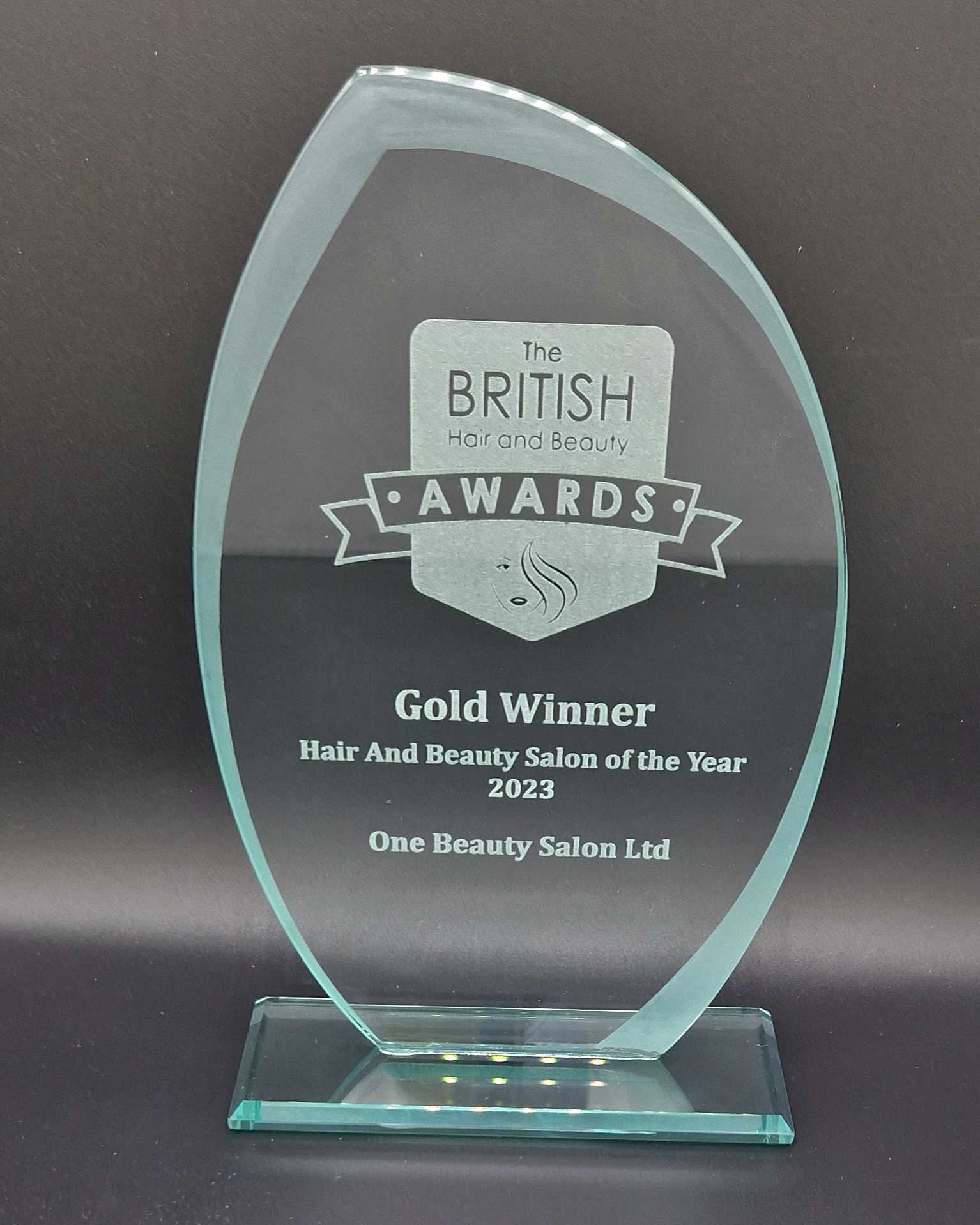 Engraved Glass Award With Frosted Edges The British Beauty Awards